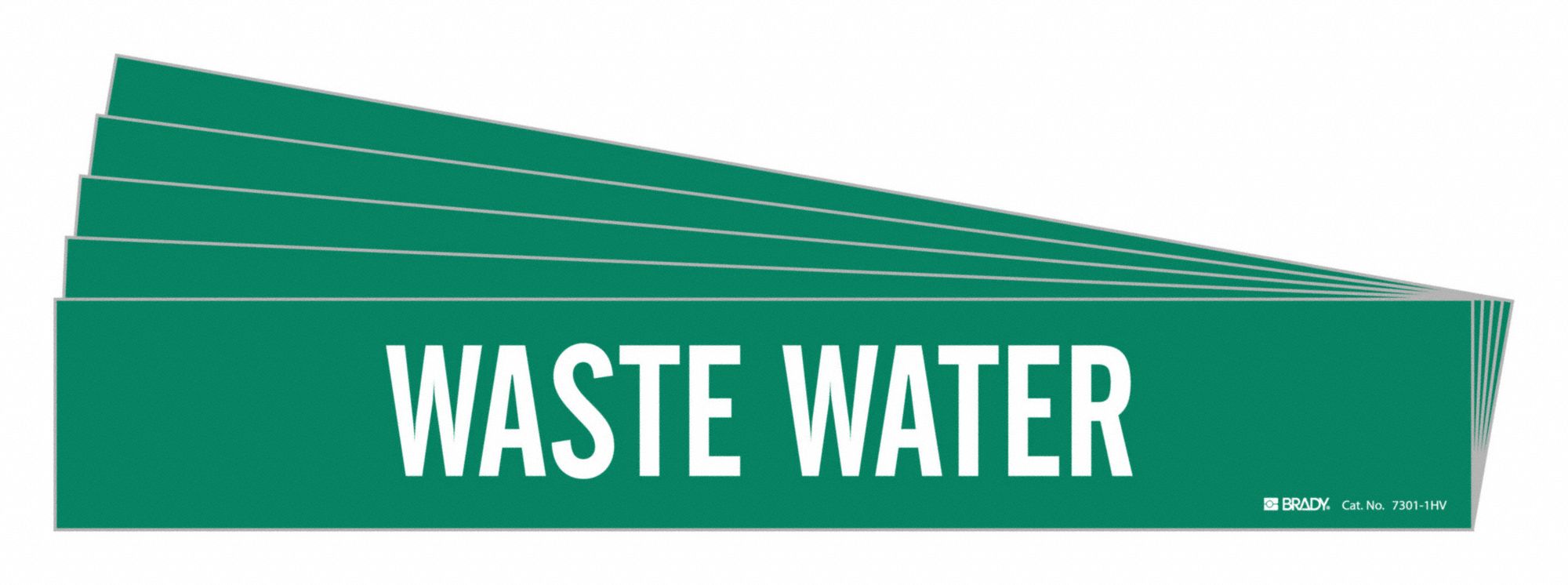 Pipe Marker: Waste Water, Green, White, Fits 8 in and Larger Pipe O.D., 1 Pipe Markers, 5 PK