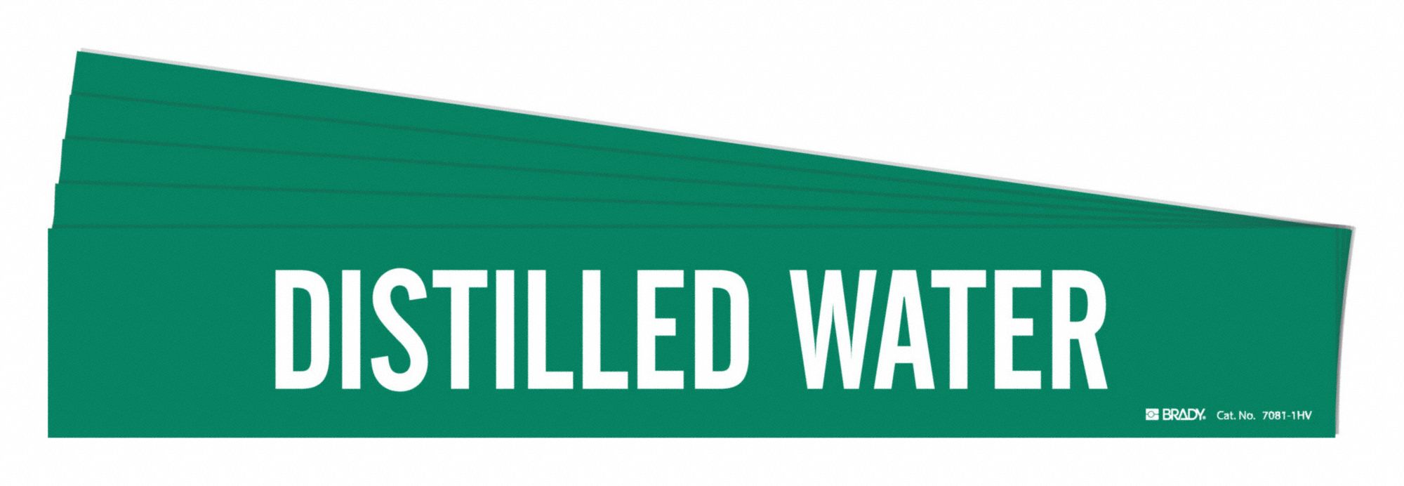 Pipe Marker: Distilled Water, Green, White, Fits 8 in and Larger Pipe O.D., 1 Pipe Markers, 5 PK