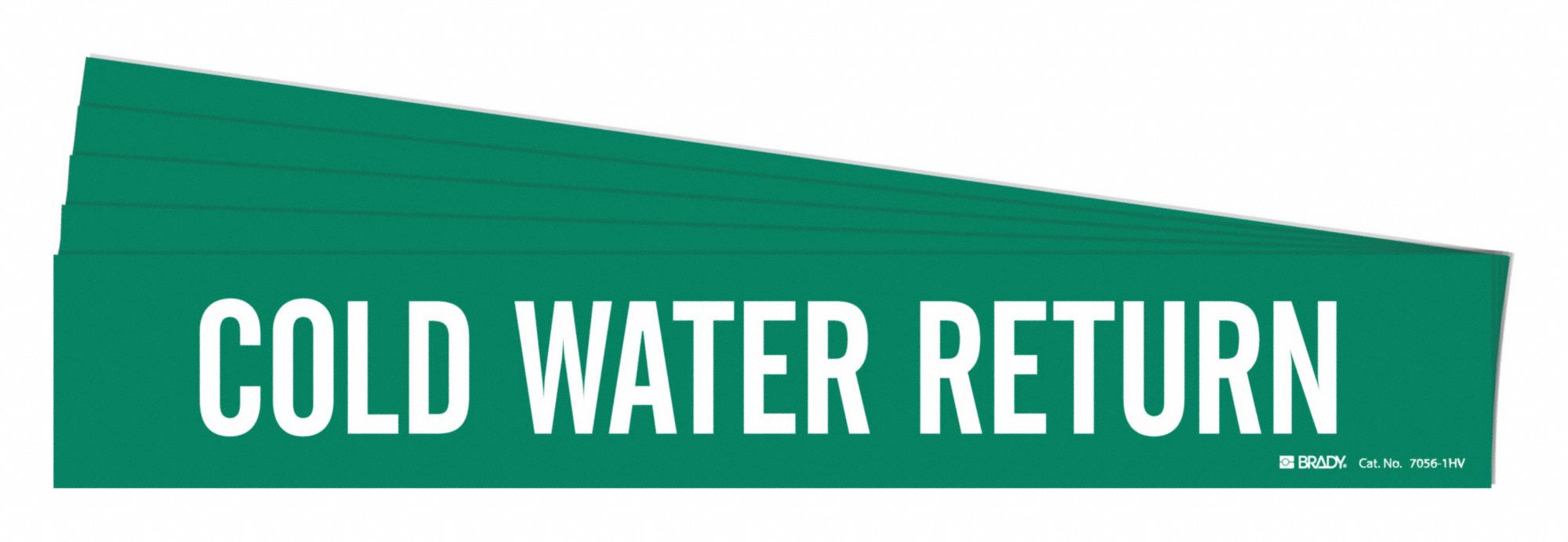 Pipe Marker: Cold Water Return, Green, White, Fits 8 in and Larger Pipe O.D., 1 Pipe Markers, 5 PK