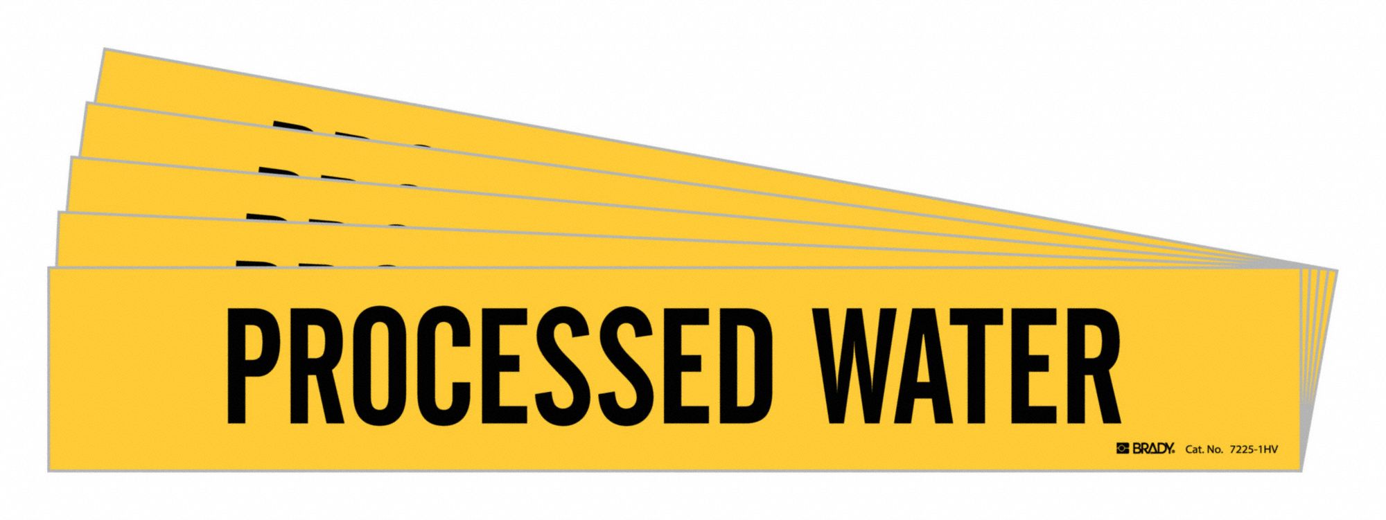 Pipe Marker: Processed Water, Yellow, Black, Fits 8 in and Larger Pipe O.D., 1 Pipe Markers, 5 PK