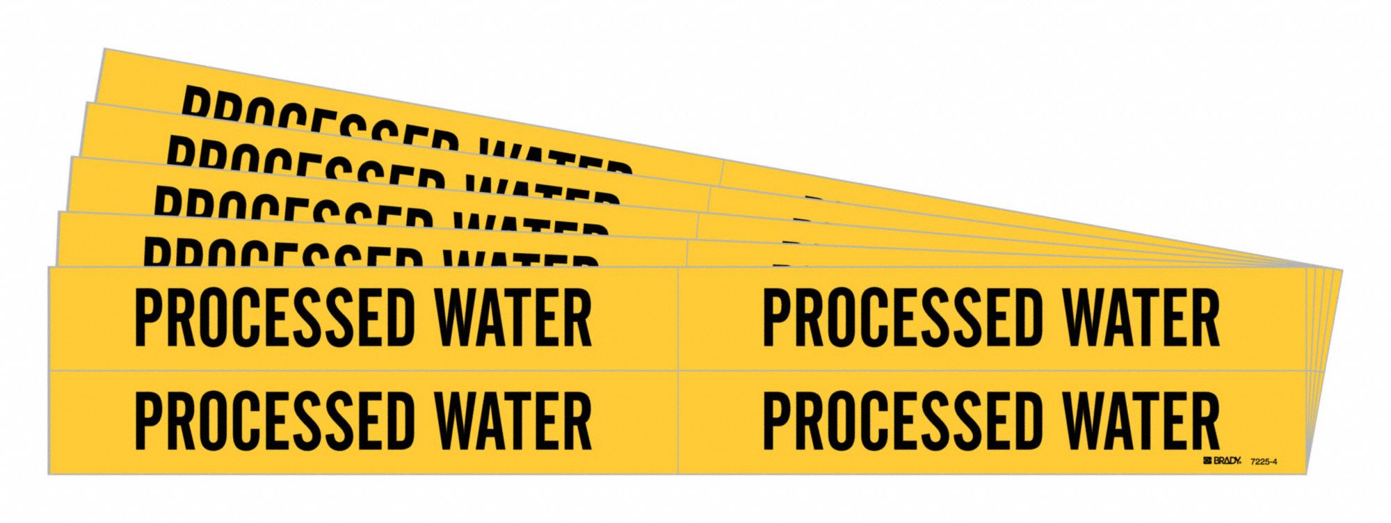 Pipe Marker: Process Water, Yellow, Black, Fits 3/4 to 2 3/8 in Pipe O.D., 4 Pipe Markers, 5 PK