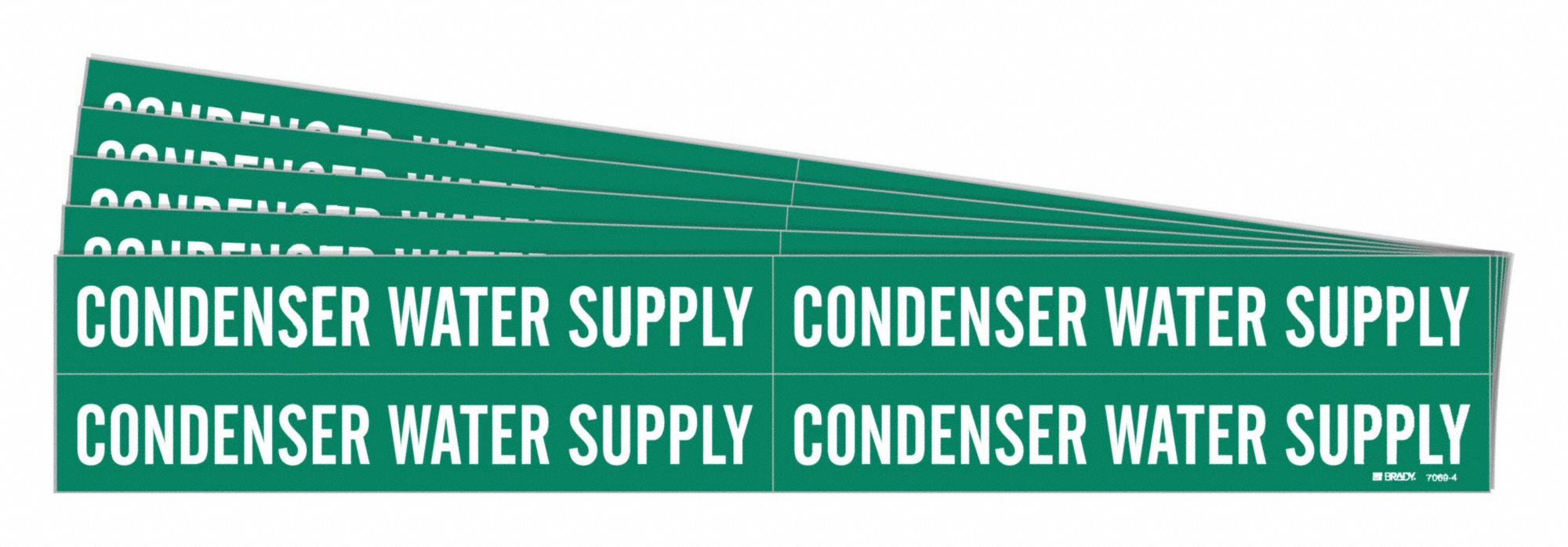 Pipe Marker: Condenser Water Supply, Green, White, Fits 3/4 to 2 3/8 in Pipe O.D., 5 PK