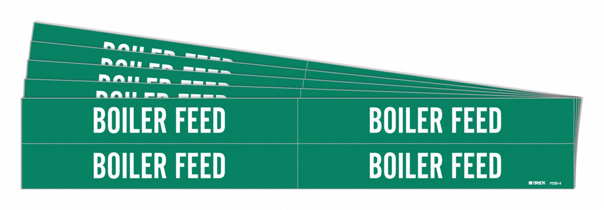 Pipe Marker: Boiler Feed, Green, White, Fits 3/4 to 2 3/8 in Pipe O.D., 4 Pipe Markers, 5 PK