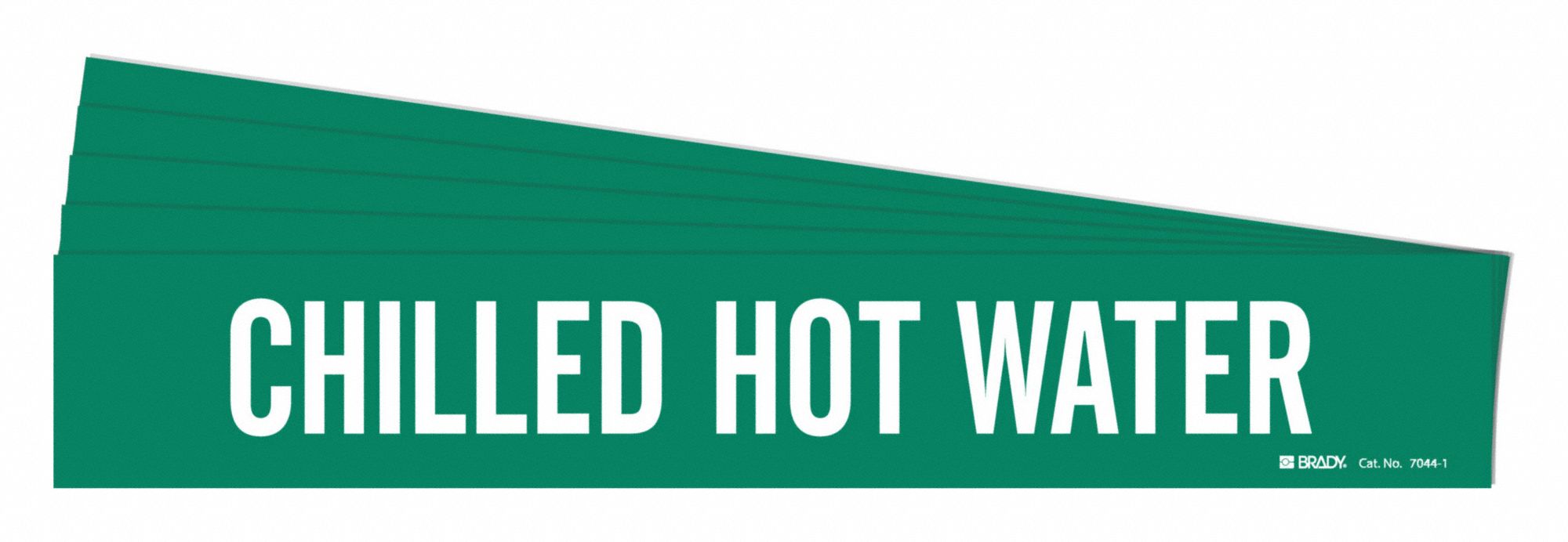 Pipe Marker: Chilled Hot Water, Green, White, Fits 2 1/2 to 7 7/8 in Pipe O.D., 1 Pipe Markers, 5 PK