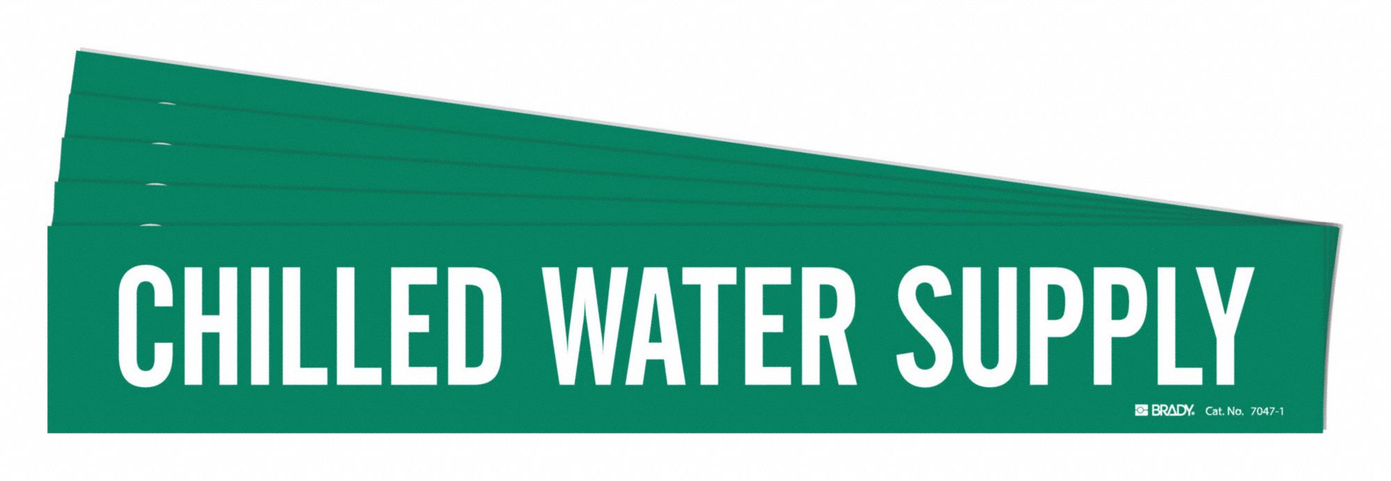 Pipe Marker: Chilled Water Supply, Green, White, Fits 2 1/2 to 7 7/8 in Pipe O.D., 5 PK