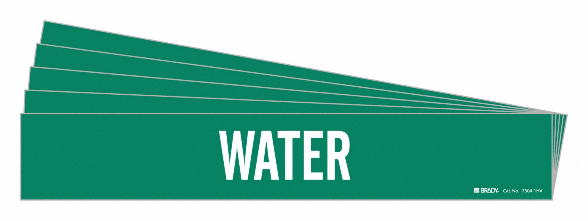 Pipe Marker: Water, Green, White, Fits 8 in and Larger Pipe O.D., 1 Pipe Markers, 5 PK