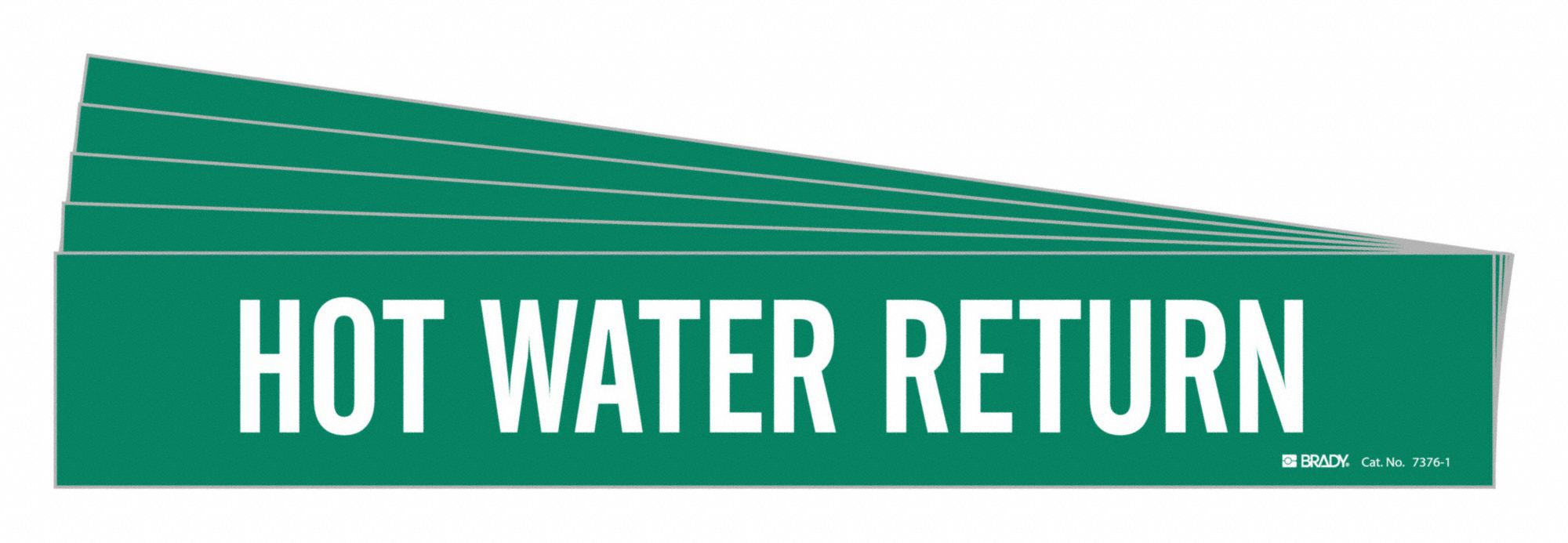 Pipe Marker: Hot Water Return, Green, White, Fits 2 1/2 to 7 7/8 in Pipe O.D., 1 Pipe Markers, 5 PK