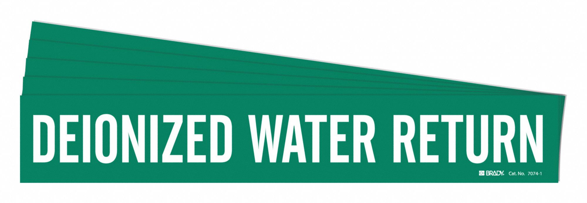 Pipe Marker: Deionized Water Return, Green, White, Fits 2 1/2 to 7 7/8 in Pipe O.D., 5 PK