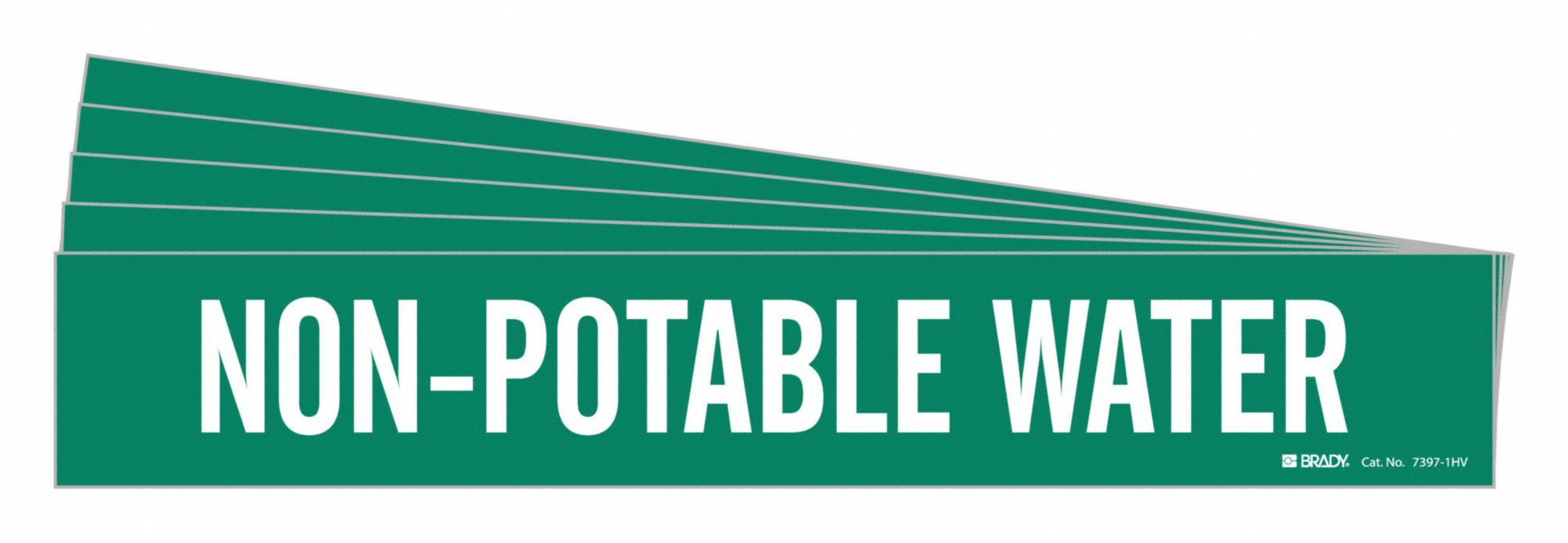 Pipe Marker: Non-Potable Water, Green, White, Fits 8 in and Larger Pipe O.D., 1 Pipe Markers, 5 PK