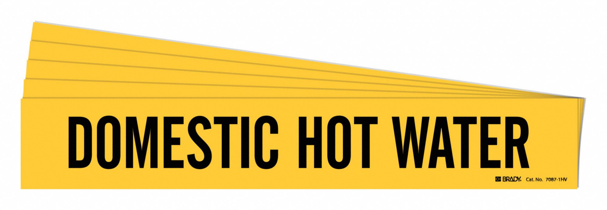 Pipe Marker: Domestic Hot Water, Yellow, Black, Fits 8 in and Larger Pipe O.D., 1 Pipe Markers, 5 PK