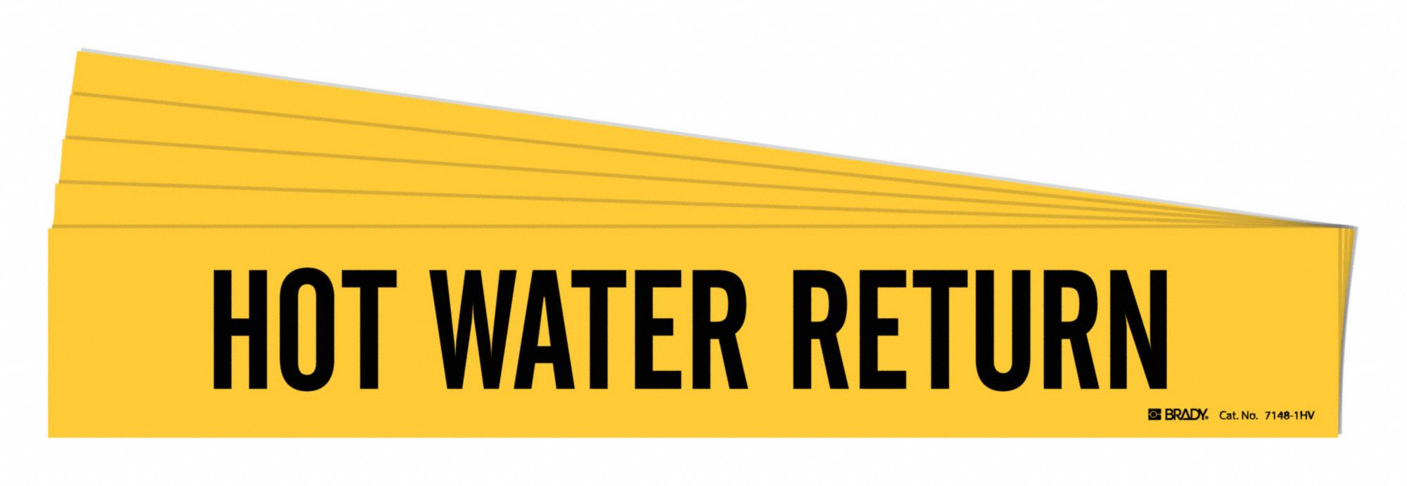 Pipe Marker: Hot Water Return, Yellow, Black, Fits 8 in and Larger Pipe O.D., 1 Pipe Markers, 5 PK