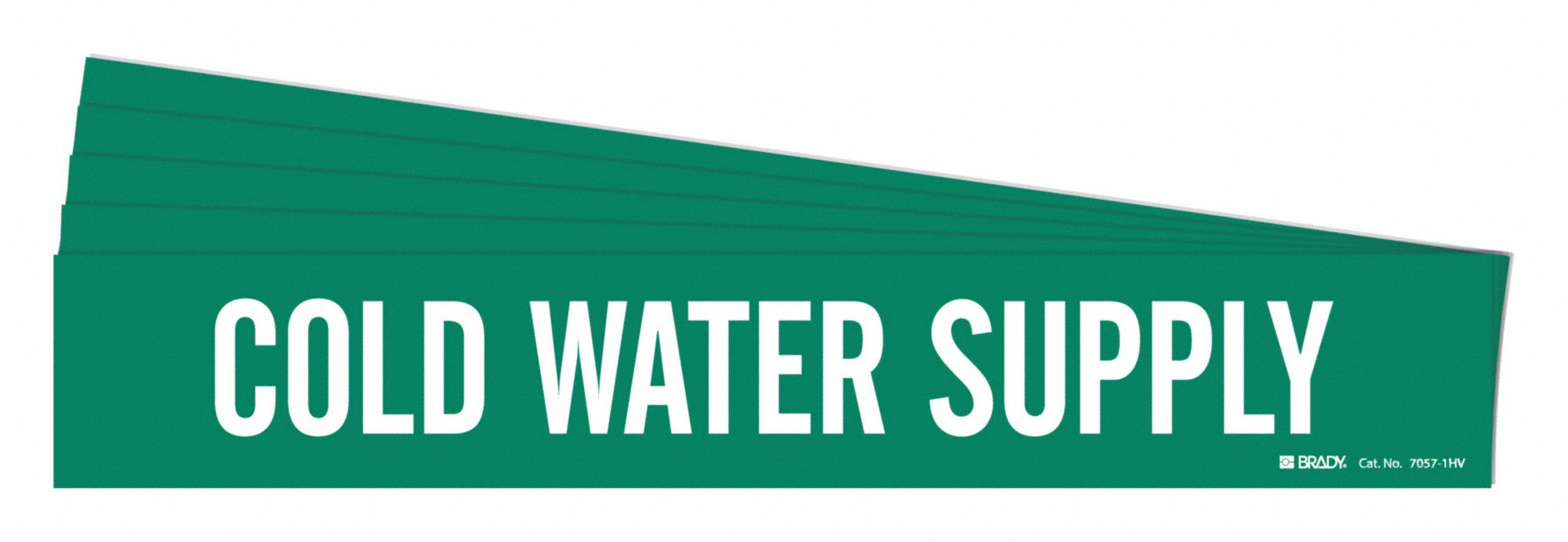 Pipe Marker: Cold Water Supply, Green, White, Fits 8 in and Larger Pipe O.D., 1 Pipe Markers, 5 PK