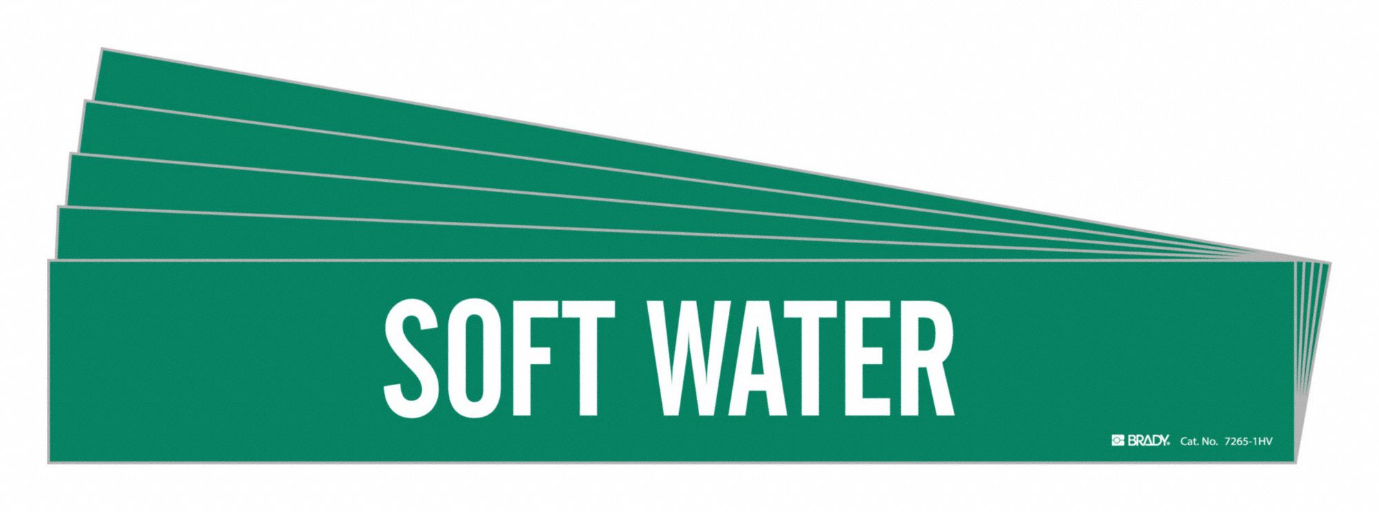 Pipe Marker: Soft Water, Green, White, Fits 8 in and Larger Pipe O.D., 1 Pipe Markers, 5 PK
