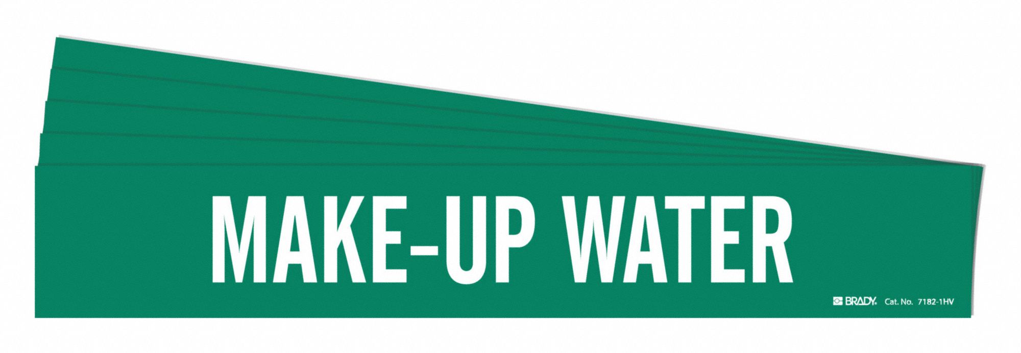 Pipe Marker: Make-Up Water, Green, White, Fits 8 in and Larger Pipe O.D., 1 Pipe Markers, 5 PK