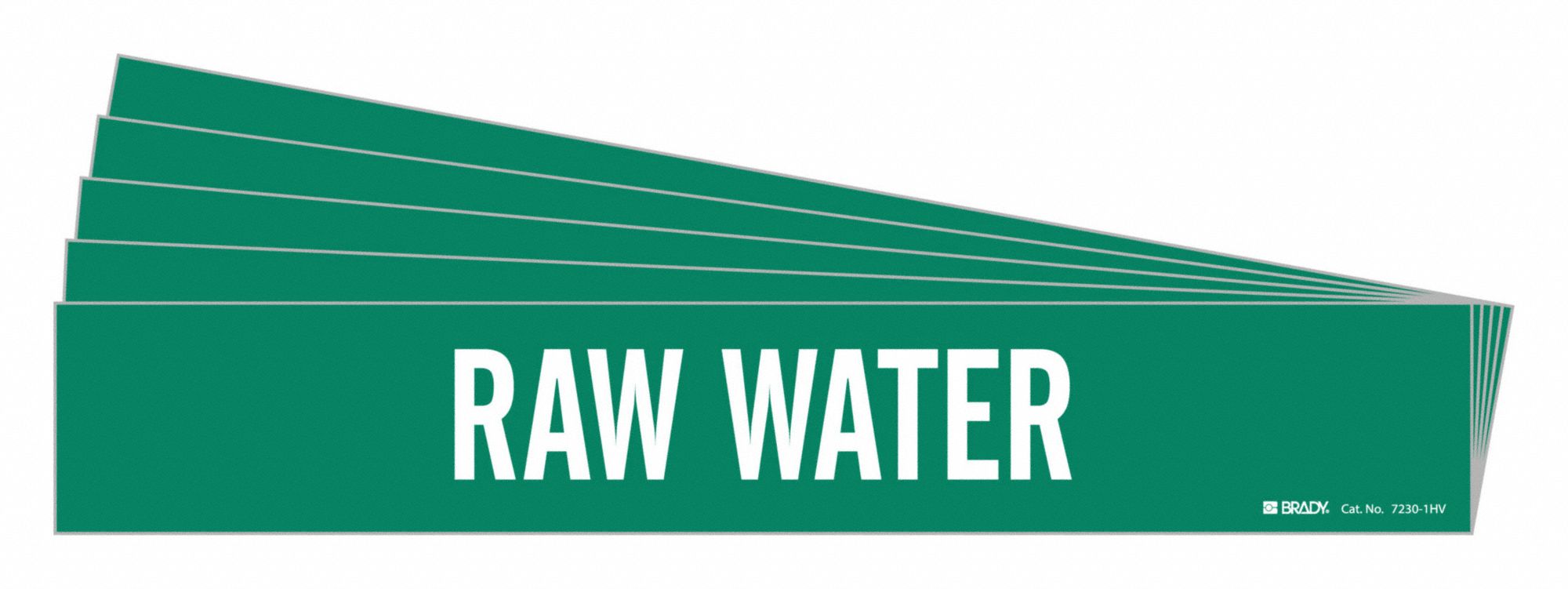 Pipe Marker: Raw Water, Green, White, Fits 8 in and Larger Pipe O.D., 1 Pipe Markers, 5 PK
