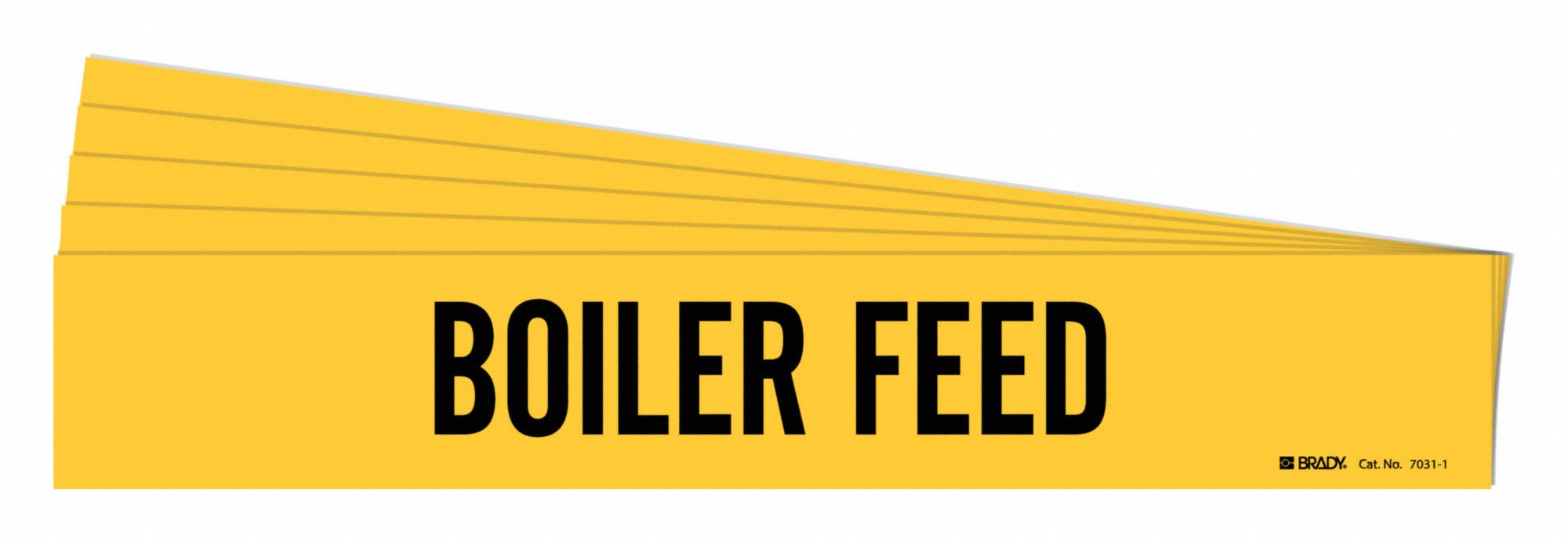 Pipe Marker: Boiler Feed, Yellow, Black, Fits 2 1/2 to 7 7/8 in Pipe O.D., 1 Pipe Markers, 5 PK