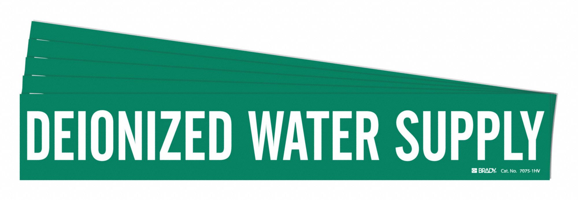 Pipe Marker: Deionized Water Supply, Green, White, Fits 8 in and Larger Pipe O.D., 5 PK