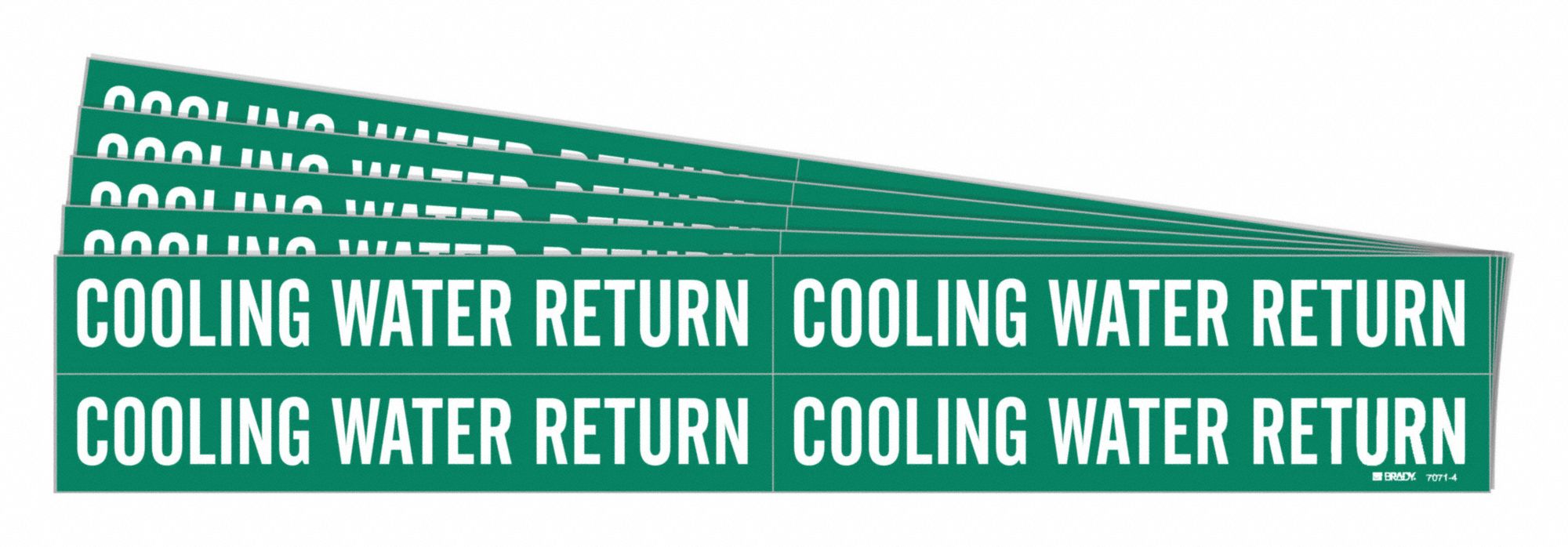 Pipe Marker: Cooling Water Return, Green, White, Fits 3/4 to 2 3/8 in Pipe O.D., 5 PK