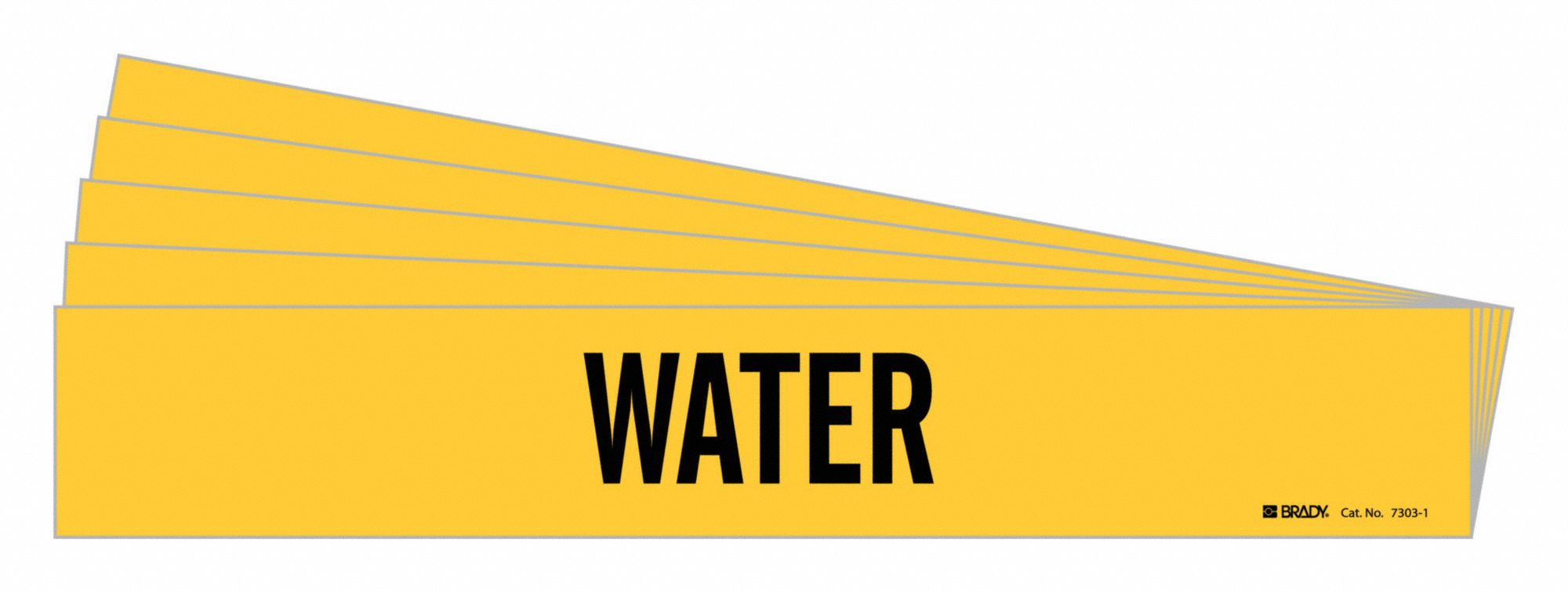 Pipe Marker: Water, Yellow, Black, Fits 2 1/2 to 7 7/8 in Pipe O.D., 1 Pipe Markers, 5 PK
