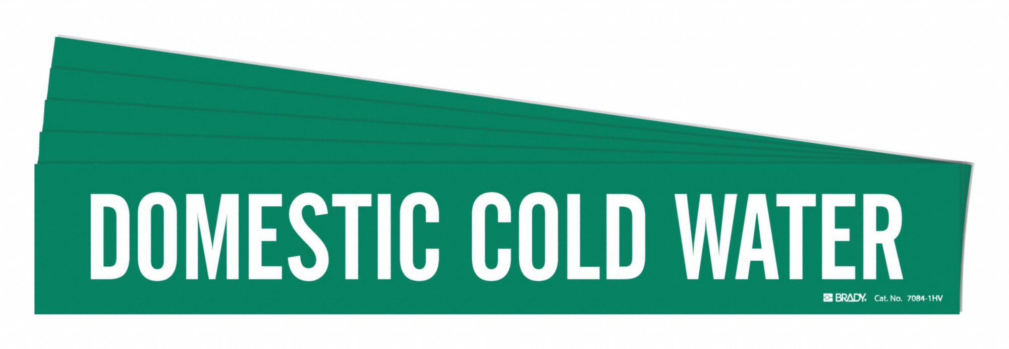 Pipe Marker: Domestic Cold Water, Green, White, Fits 8 in and Larger Pipe O.D., 1 Pipe Markers, 5 PK