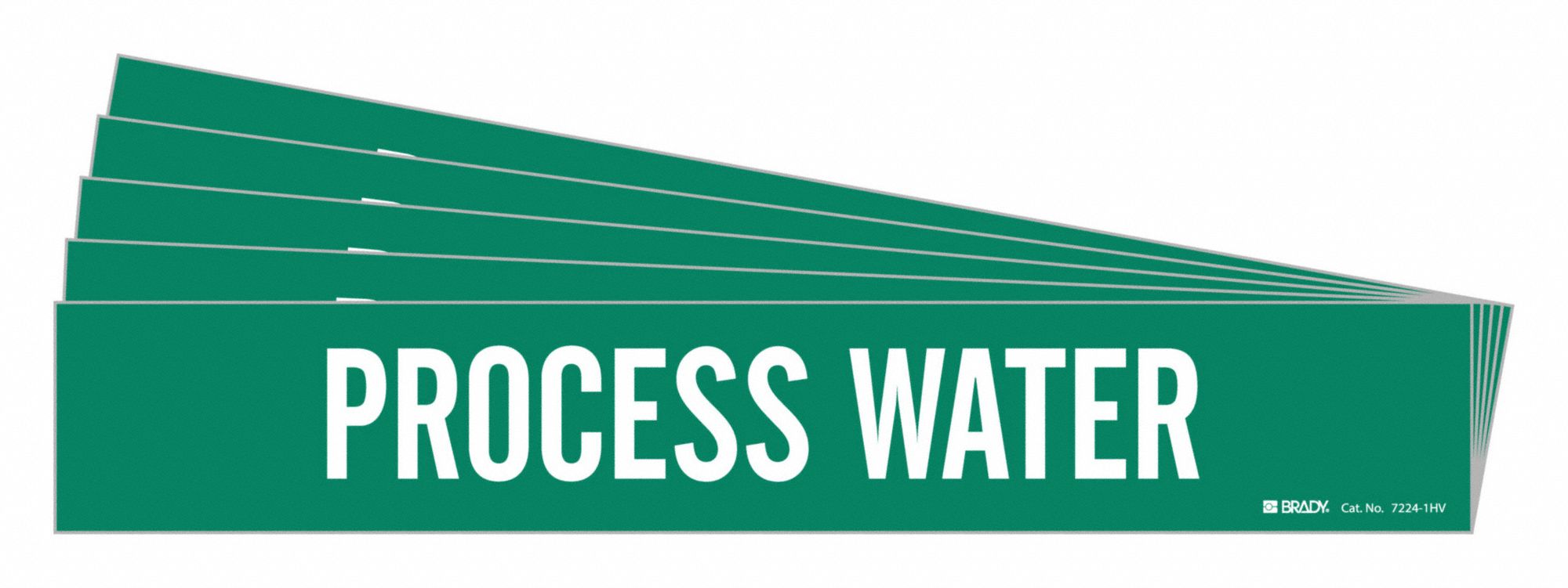 Pipe Marker: Process Water, Green, White, Fits 8 in and Larger Pipe O.D., 1 Pipe Markers, 5 PK