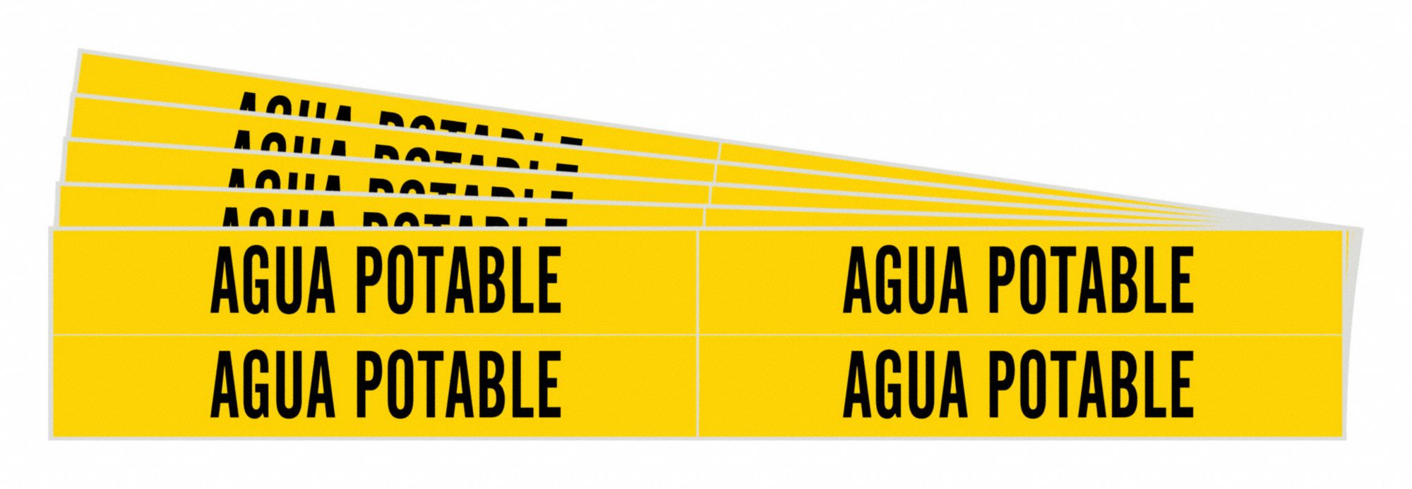 Pipe Marker: Agua Potable, Yellow, Black, Fits 3/4 to 2 3/8 in Pipe O.D., 4 Pipe Markers, 5 PK