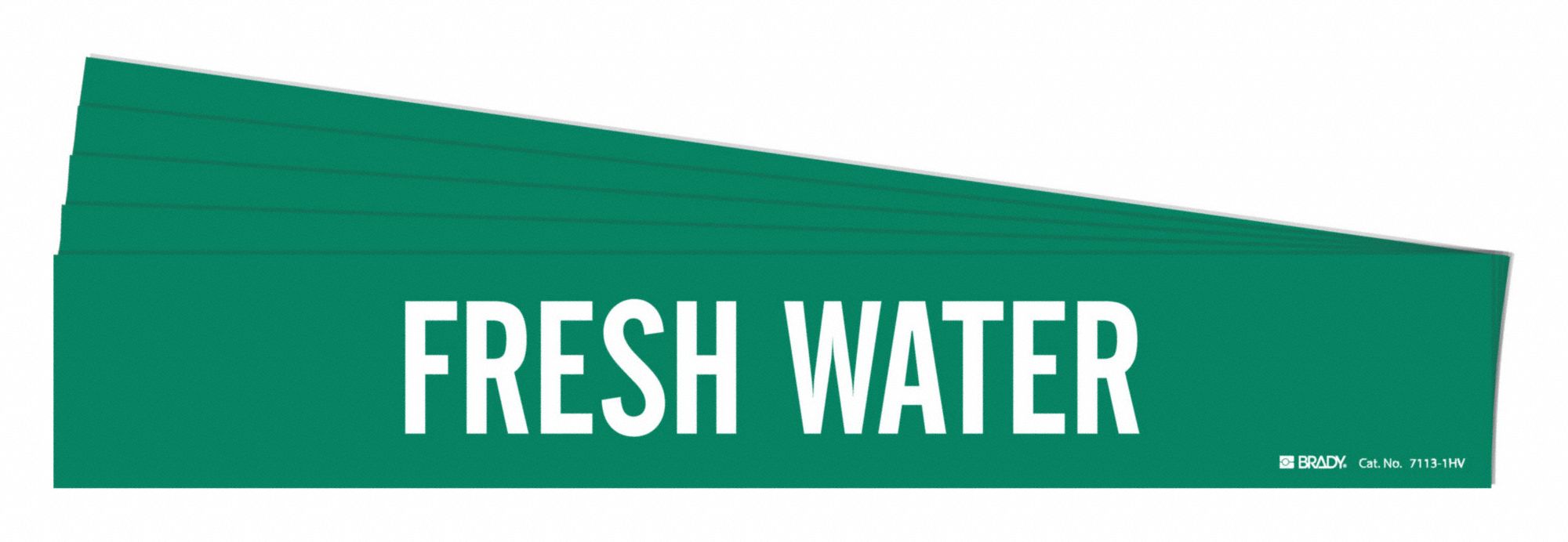 Pipe Marker: Fresh Water, Green, White, Fits 8 in and Larger Pipe O.D., 1 Pipe Markers, 5 PK