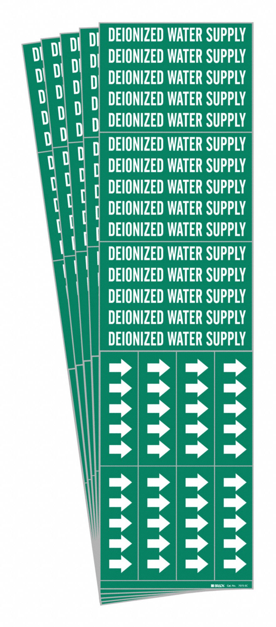 Deionized Water Supply, Green, Pipe Marker 782A1570753CPK Grainger