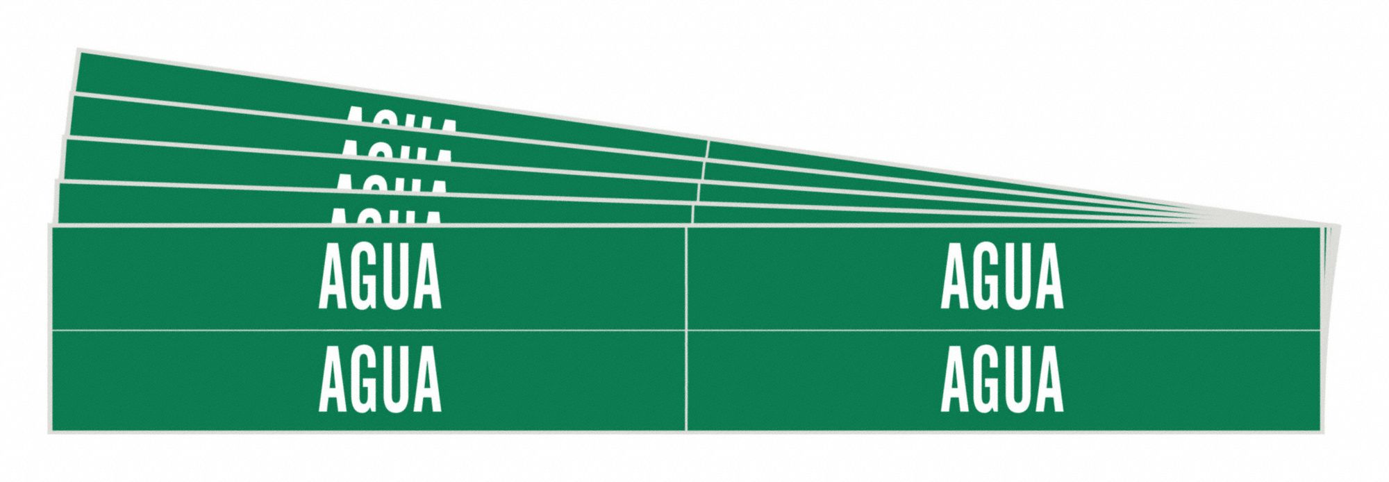 Pipe Marker: Agua, Green, White, Fits 3/4 to 2 3/8 in Pipe O.D., 4 Pipe Markers, 5 PK