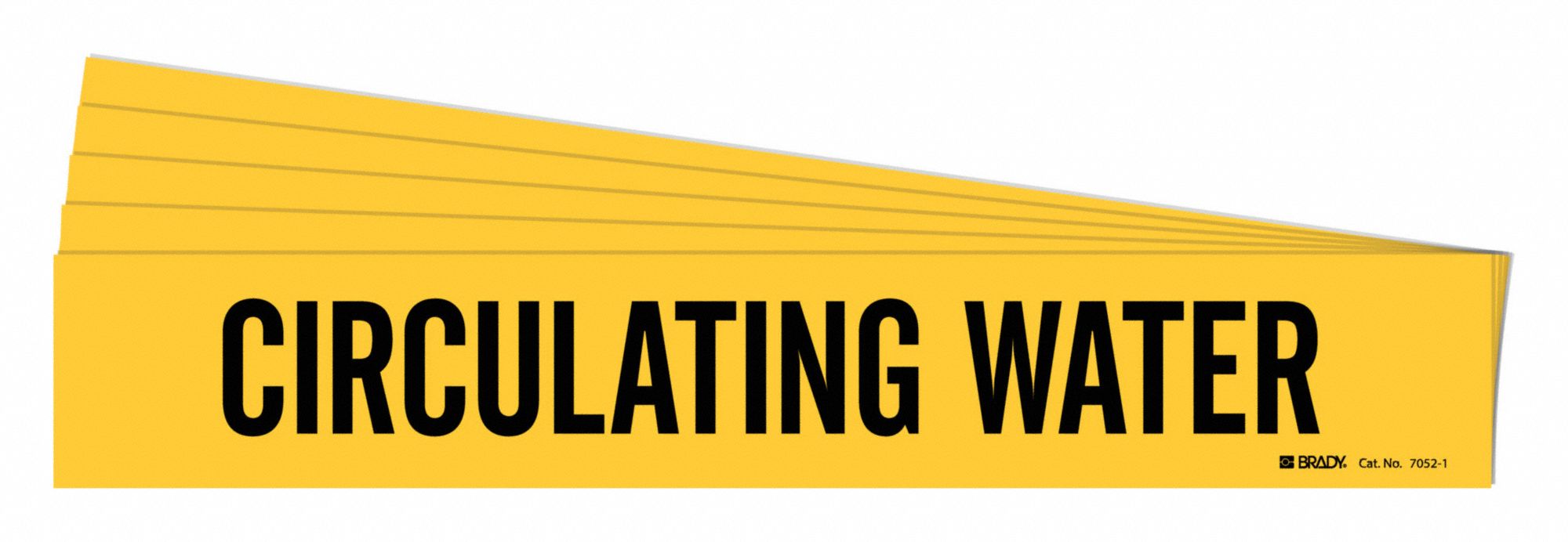Pipe Marker: Circulating Water, Yellow, Black, Fits 2 1/2 to 7 7/8 in Pipe O.D., 5 PK