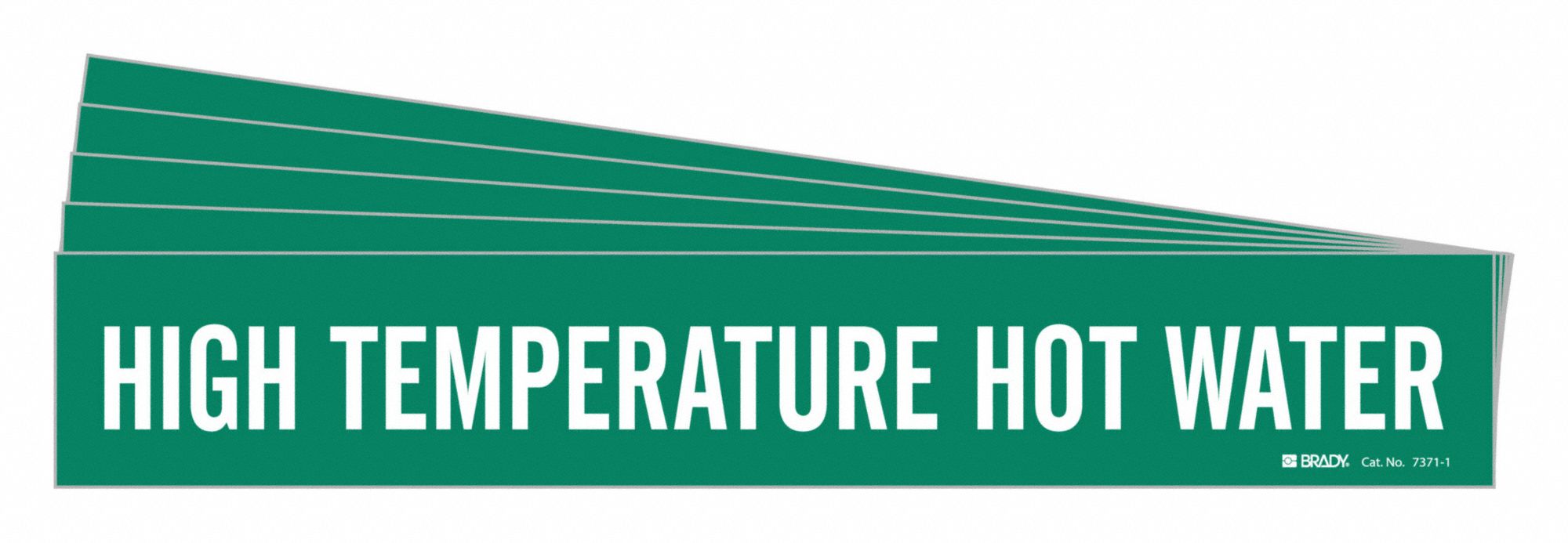 Pipe Marker: High Temp Hot Water, Green, White, Fits 2 1/2 to 7 7/8 in Pipe O.D., 5 PK