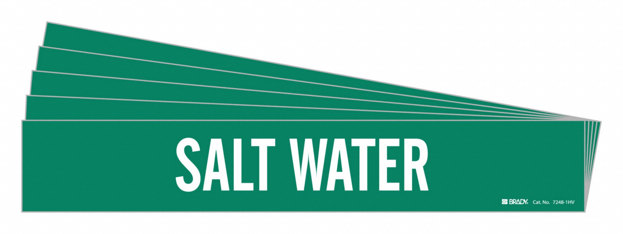 Pipe Marker: Salt Water, Green, White, Fits 8 in and Larger Pipe O.D., 1 Pipe Markers, 5 PK