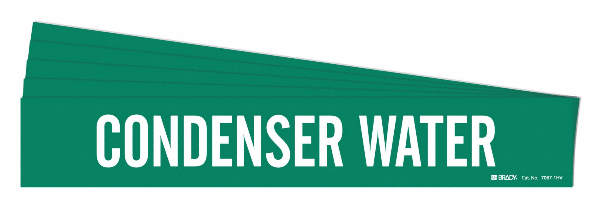 Pipe Marker: Condenser Water, Green, White, Fits 8 in and Larger Pipe O.D., 1 Pipe Markers, 5 PK