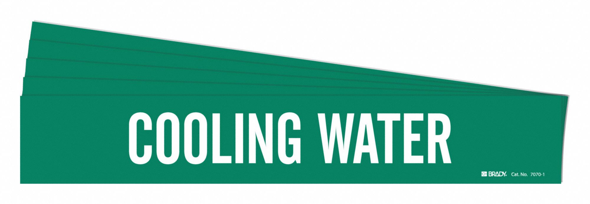 Pipe Marker: Cooling Water, Green, White, Fits 2 1/2 to 7 7/8 in Pipe O.D., 1 Pipe Markers, 5 PK