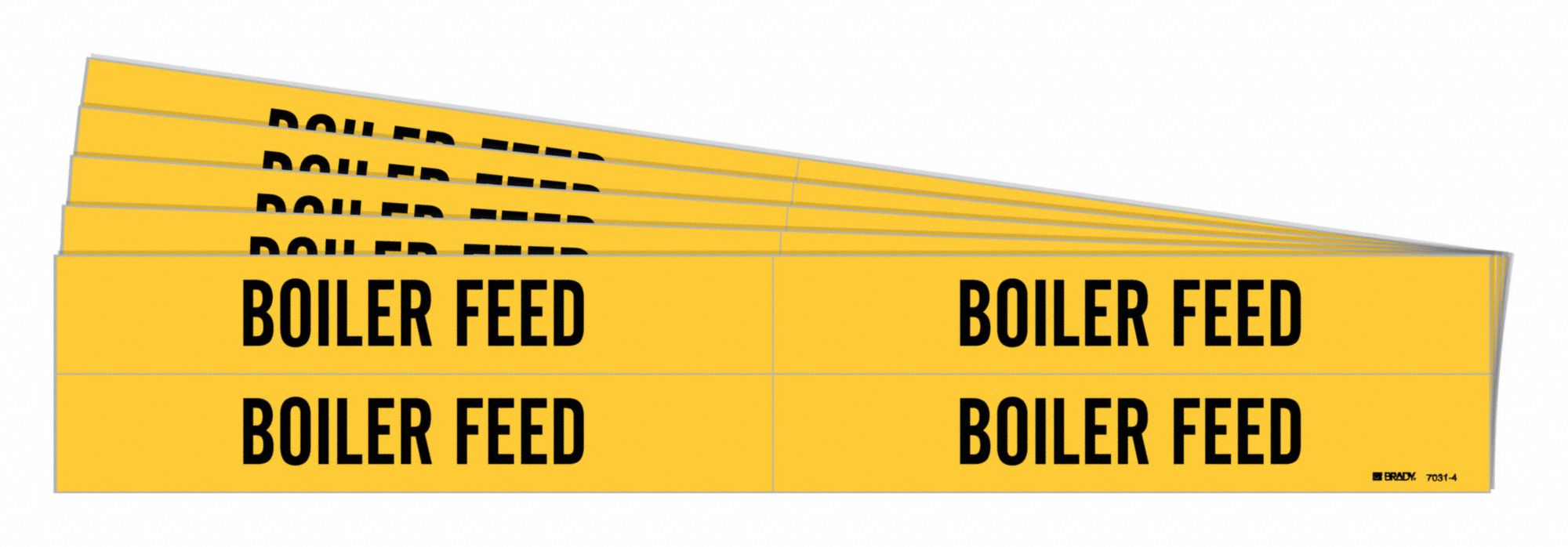 Pipe Marker: Boiler Feed, Yellow, Black, Fits 3/4 to 2 3/8 in Pipe O.D., 4 Pipe Markers, 5 PK