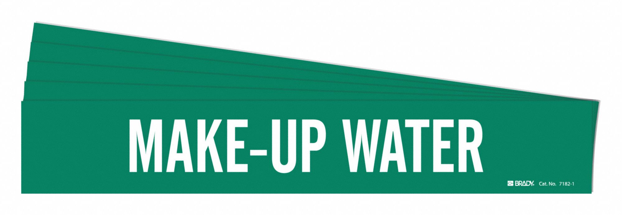 Pipe Marker: Make-Up Water, Green, White, Fits 2 1/2 to 7 7/8 in Pipe O.D., 1 Pipe Markers, 5 PK