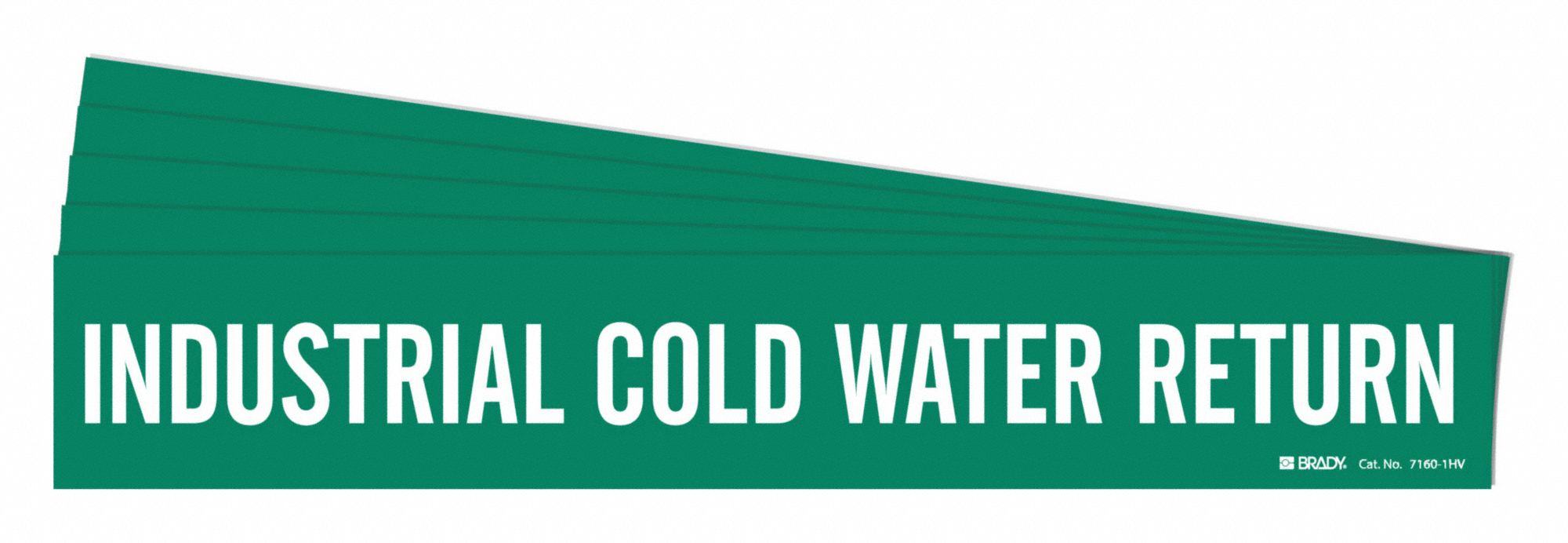 Pipe Marker: Industrial Cold Water Return, Green, White, Fits 8 in and Larger Pipe O.D., 5 PK