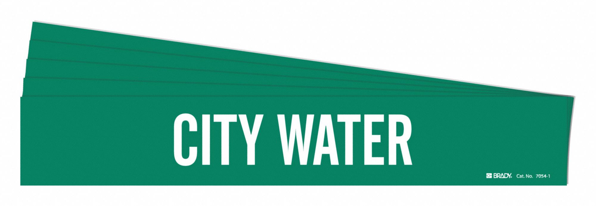 Pipe Marker: City Water, Green, White, Fits 2 1/2 to 7 7/8 in Pipe O.D., 1 Pipe Markers, 5 PK