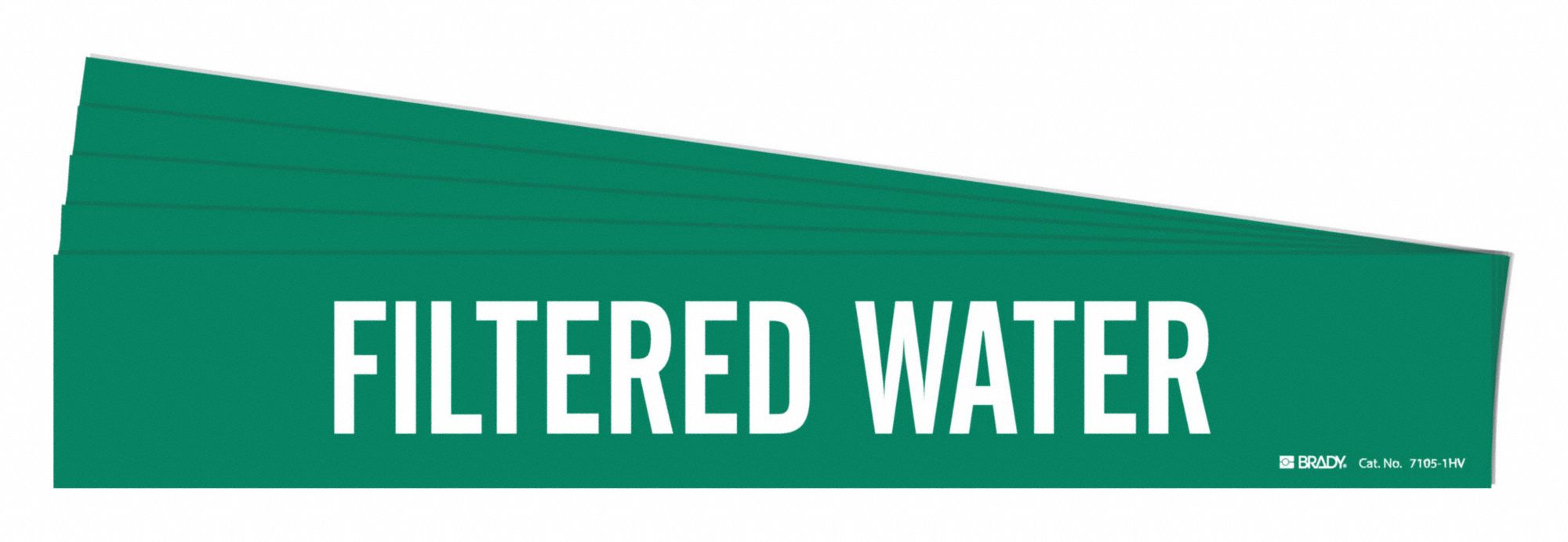 Pipe Marker: Filtered Water, Green, White, Fits 8 in and Larger Pipe O.D., 1 Pipe Markers, 5 PK