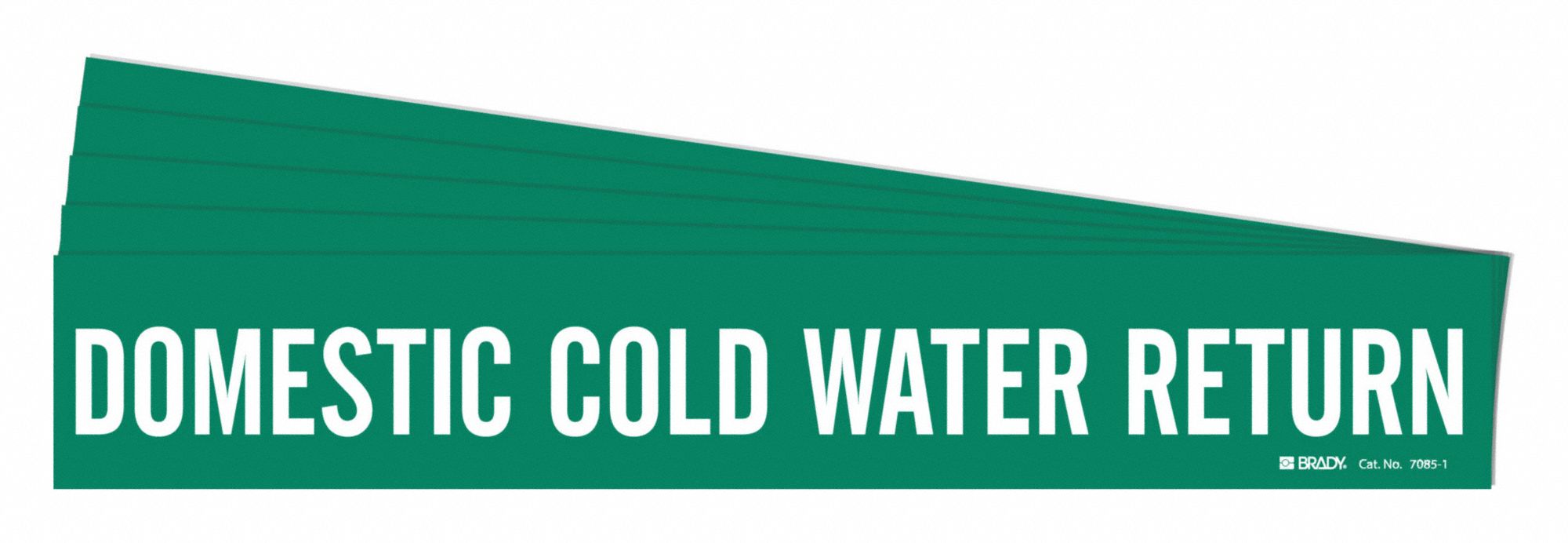 Pipe Marker: Domestic Cold Water Return, Green, White, Fits 2 1/2 to 7 7/8 in Pipe O.D., 5 PK