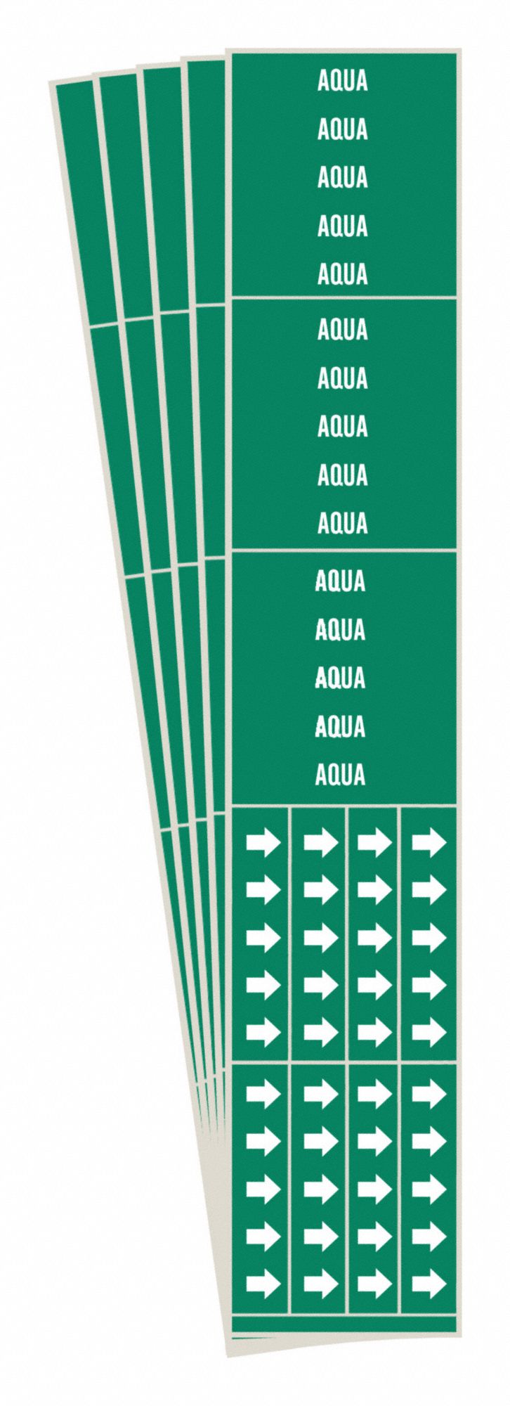 Pipe Marker: Agua, Green, White, Fits 3/4 in and Smaller Pipe O.D., 3 Pipe Markers, 5 PK