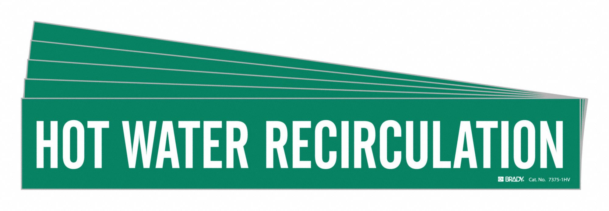 Pipe Marker: Hot Water Recirculation, Green, White, Fits 8 in and Larger Pipe O.D., 5 PK