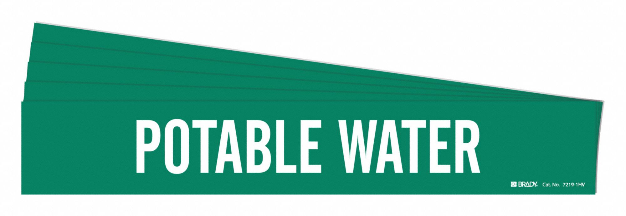 Pipe Marker: Potable Water, Green, White, Fits 8 in and Larger Pipe O.D., 1 Pipe Markers, 5 PK