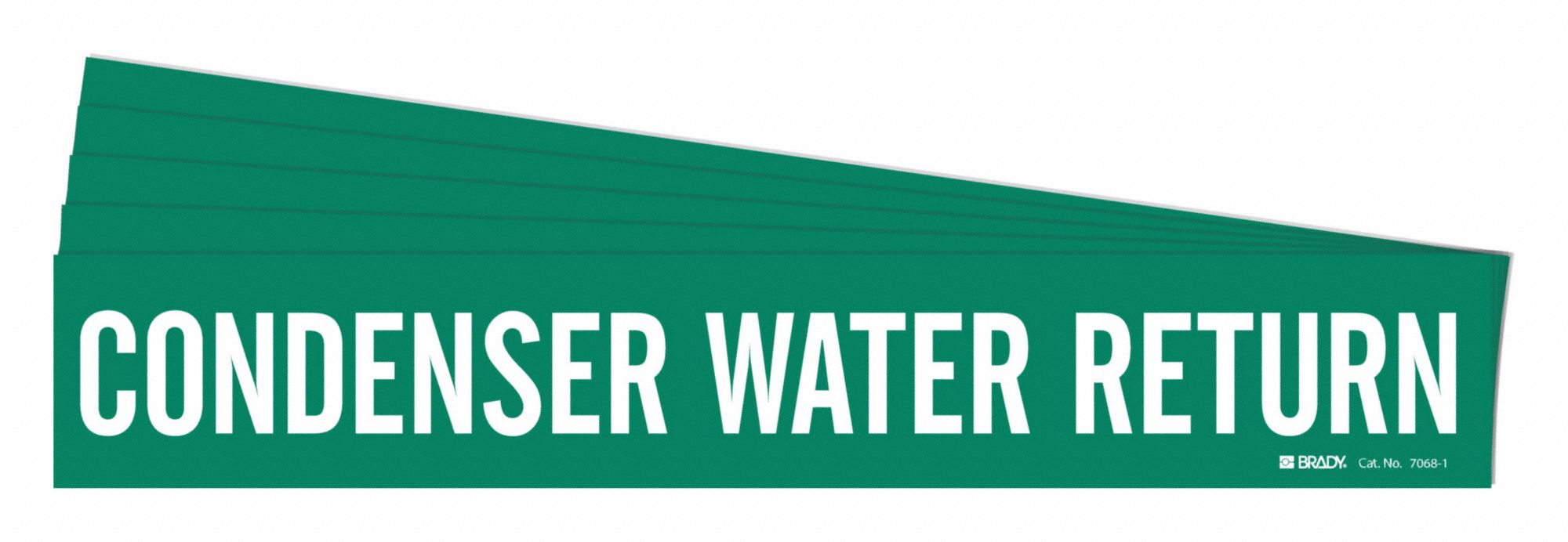 Pipe Marker: Condenser Water Return, Green, White, Fits 2 1/2 to 7 7/8 in Pipe O.D., 5 PK