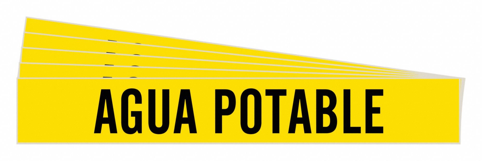 Pipe Marker: Agua Potable, Yellow, Black, Fits 2 1/2 to 7 7/8 in Pipe O.D., 1 Pipe Markers, 5 PK
