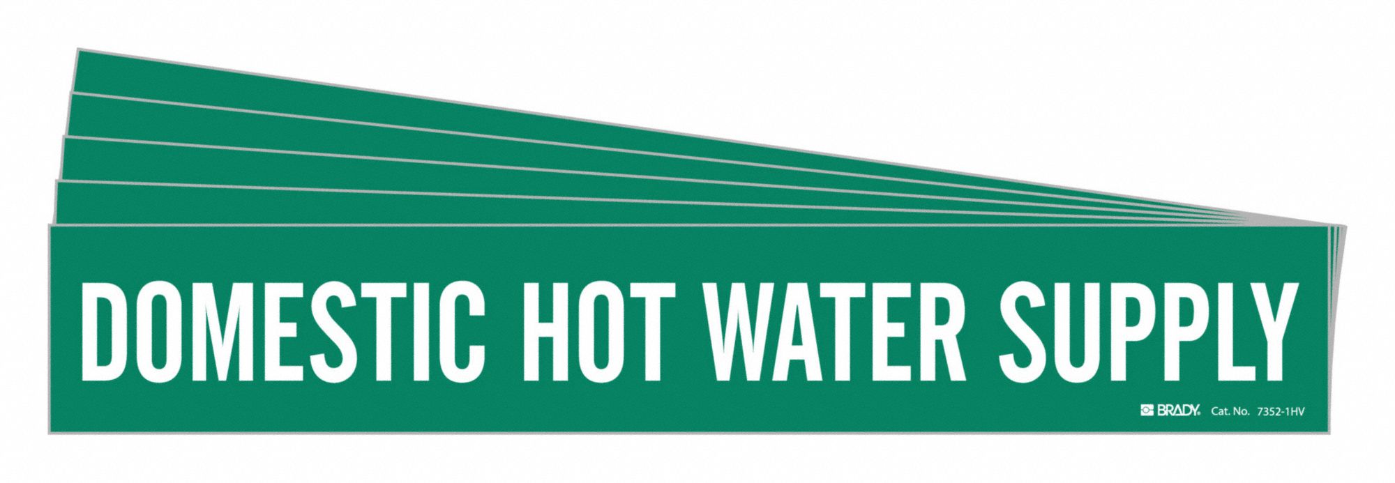 Pipe Marker: Domestic Hot Water Supply, Green, White, Fits 8 in and Larger Pipe O.D., 5 PK