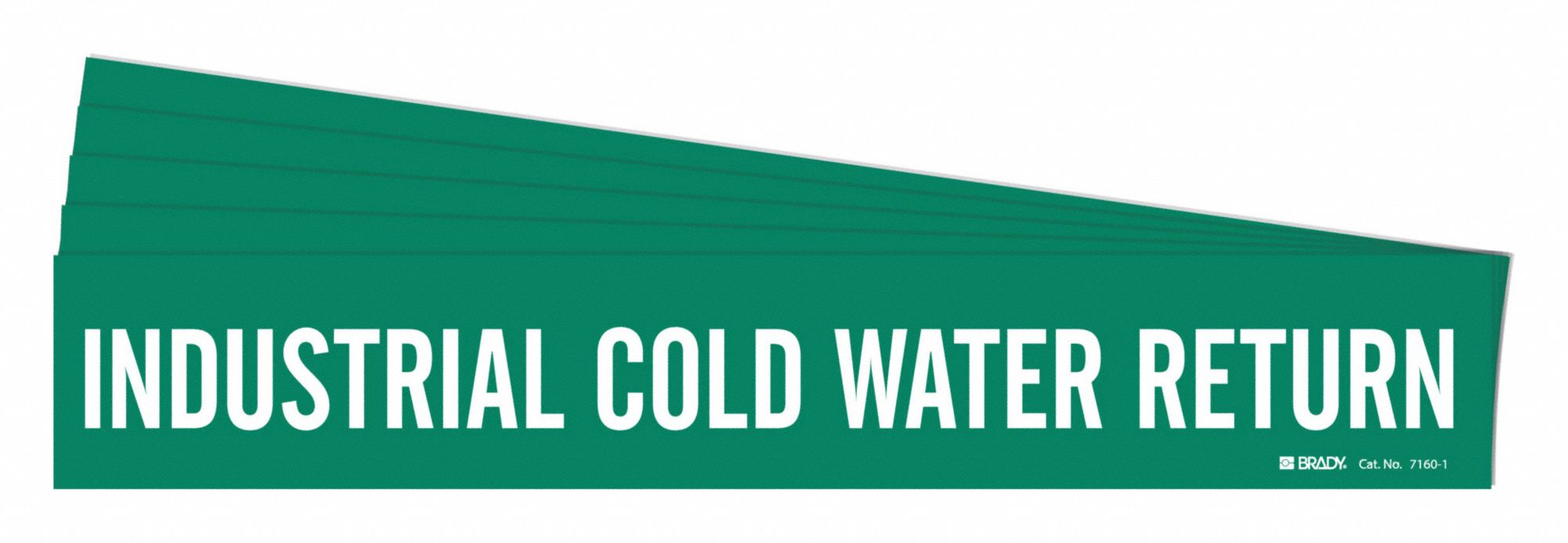 Pipe Marker: Industrial Cold Water Return, Green, White, Fits 2 1/2 to 7 7/8 in Pipe O.D., 5 PK