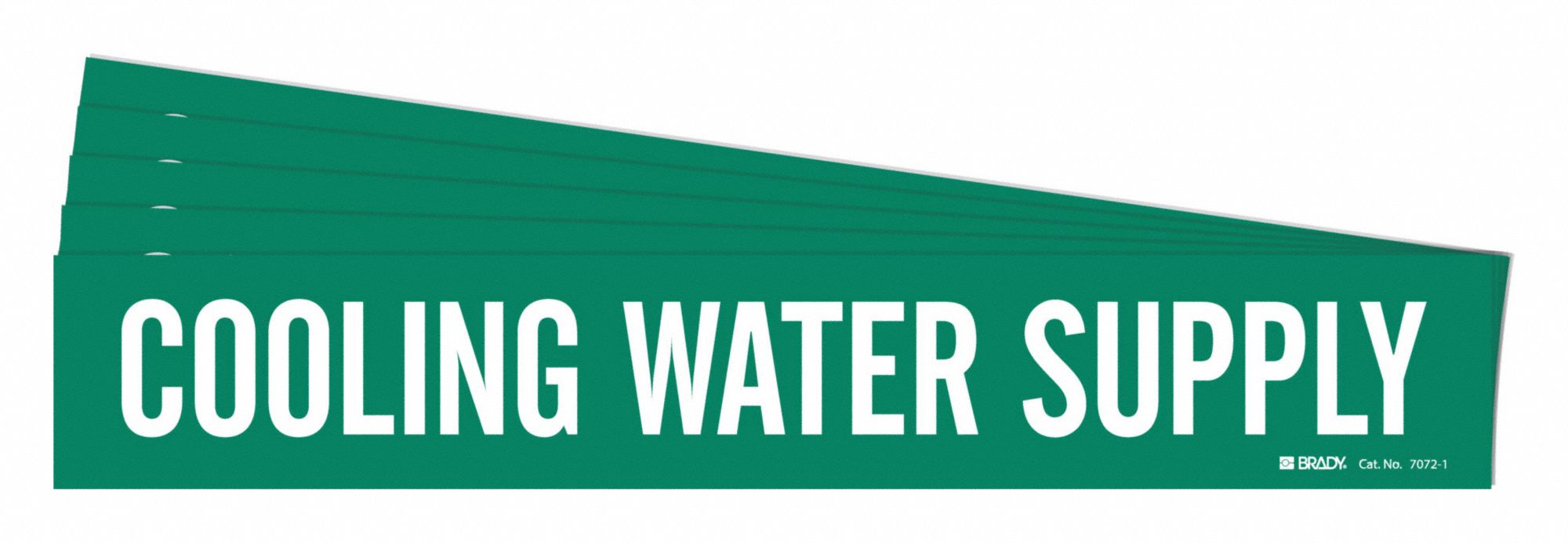 Pipe Marker: Cooling Water Supply, Green, White, Fits 2 1/2 to 7 7/8 in Pipe O.D., 5 PK