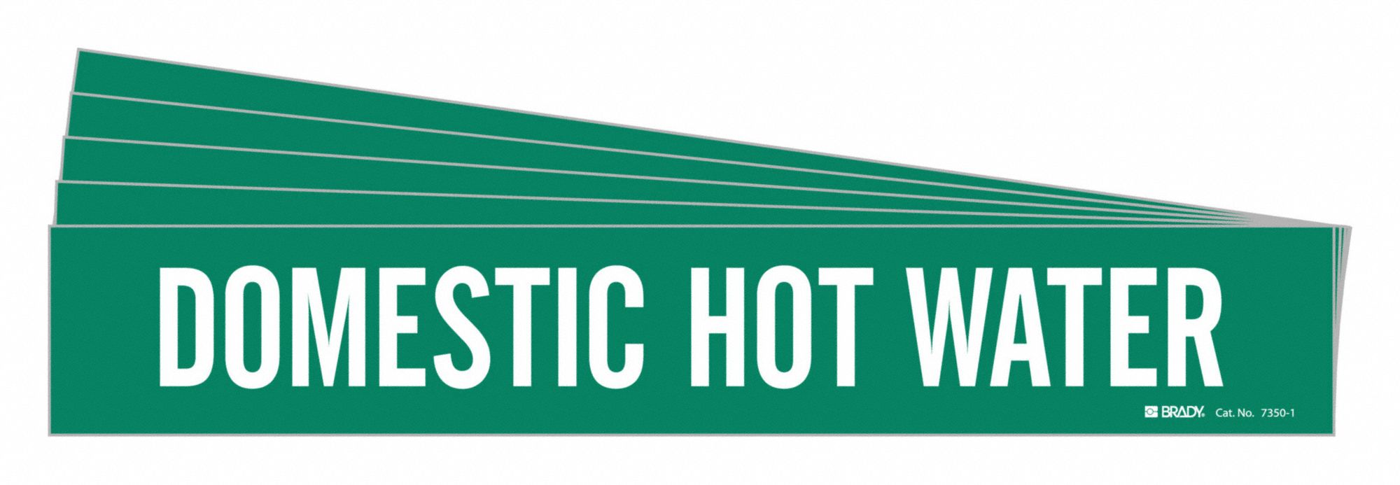 Pipe Marker: Domestic Hot Water, Green, White, Fits 2 1/2 to 7 7/8 in Pipe O.D., 5 PK