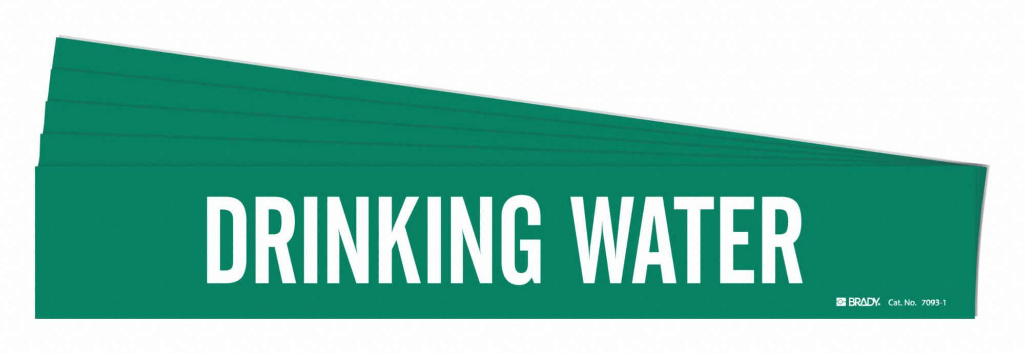 Pipe Marker: Drinking Water, Green, White, Fits 2 1/2 to 7 7/8 in Pipe O.D., 1 Pipe Markers, 5 PK